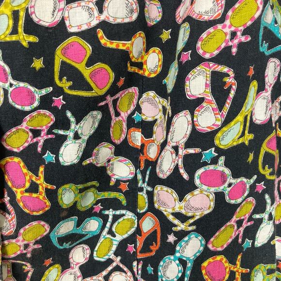 NWOT SILKLAND Blouse 2X Sleeveless Button Up Novelty Print Glasses Multicolor - Picture 3 of 5